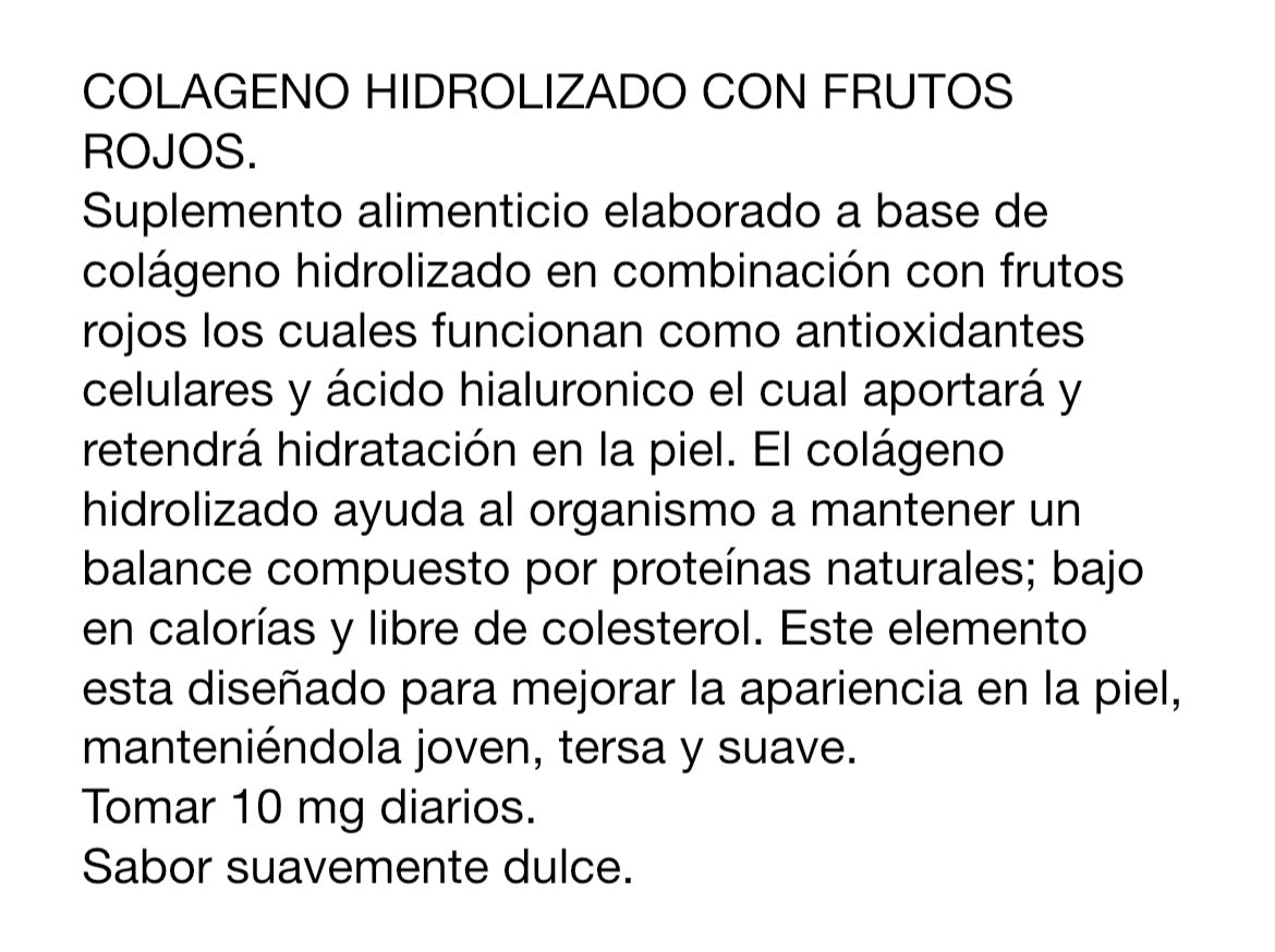 COLAGENO HIDROLIZADO C/FRUTOS ROJOS + ÁCIDO HIALURONICO